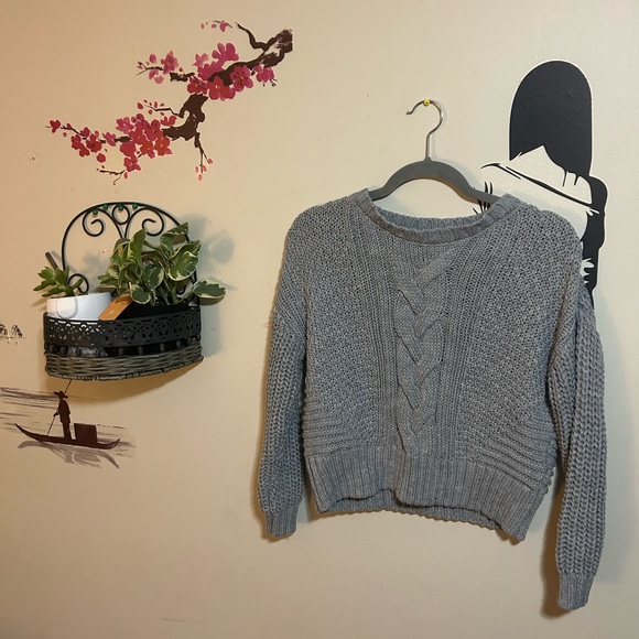 Grey Garage Cropped Sweater - Picture 1 of 7